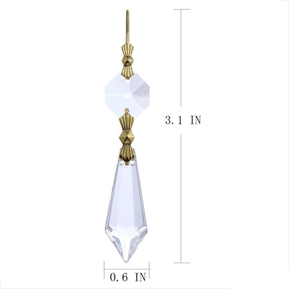 50 Gold Hook Hanging Drop Pendant Clear Chandelier Crystal Lamp Prisms Part 38mm