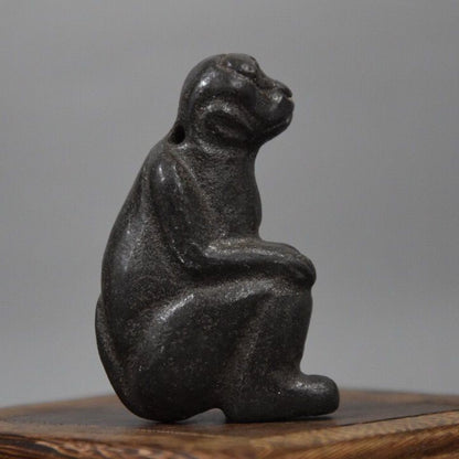 China Tibetan Old Hongshan Culture Meteorite Iron Monkey Statue Collection
