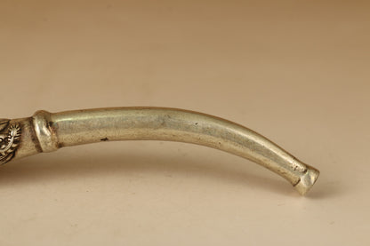 Rare Tibet Silver Copper Smoking Tool Statue Old Sacred Opening Dragon Head Pipe