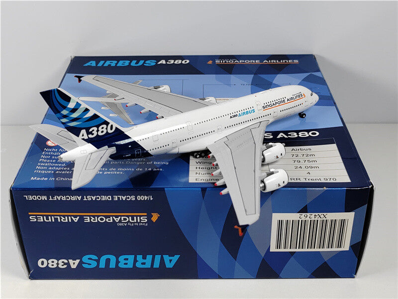 JC Wings Singapore Airlines FOR AIRBUS A380 F-WWOW 1:400 Plane Pre-built Model