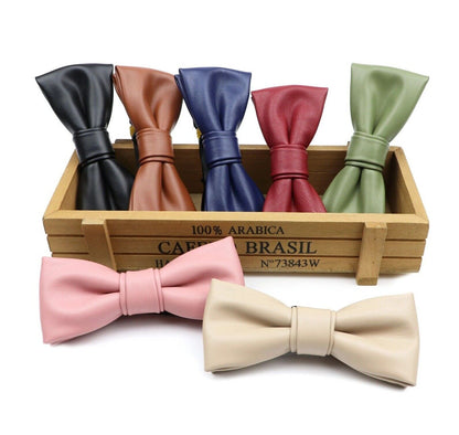 Men Bow Tie PU Leather Patchwork Female Necktie Adult Cravate Wedding Party Wear