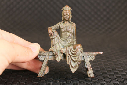 Blessing Chinese bronze handmade kwan-yin statue collection fengshui netsuke