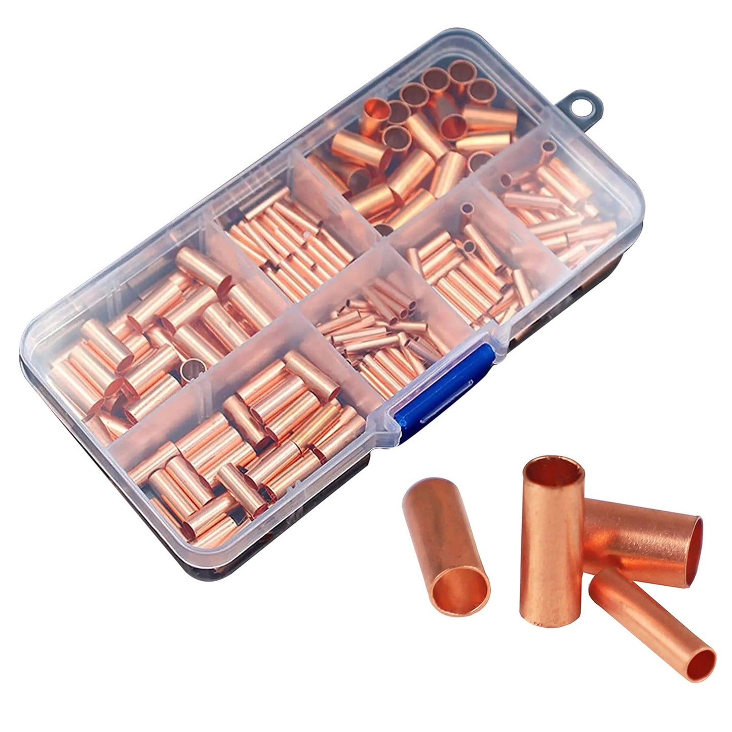 250Pcs/Set 7 Size Wire Ferrules Kit Red Copper Crimp Connector Butt Splice