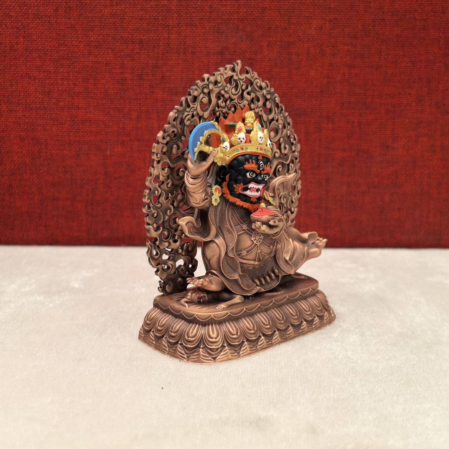 10CM Copper Statue Two Arms Mahakala Enshrine Buddha