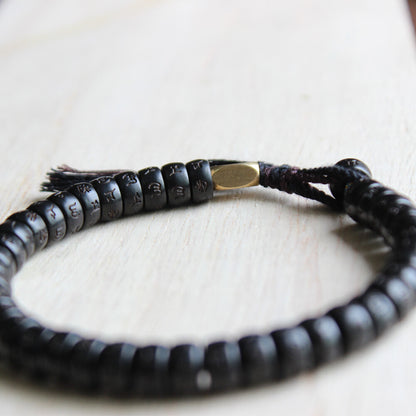 Tibetan Buddhist Handbraided Black Cotton Thread Lucky Knots Bracelet Natural