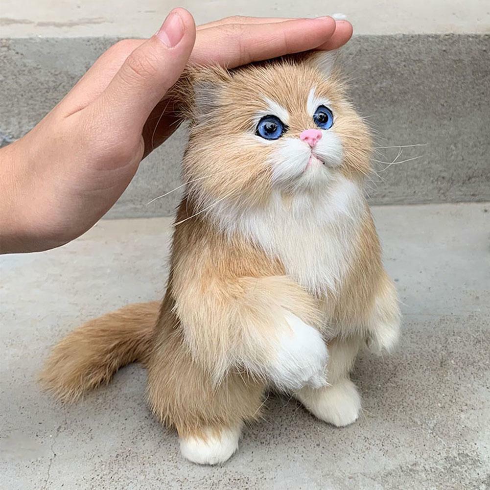 1PC Lifelike Fake Cat Plush Toy Simulation Stuffed Animal Fluffy Doll For Kids