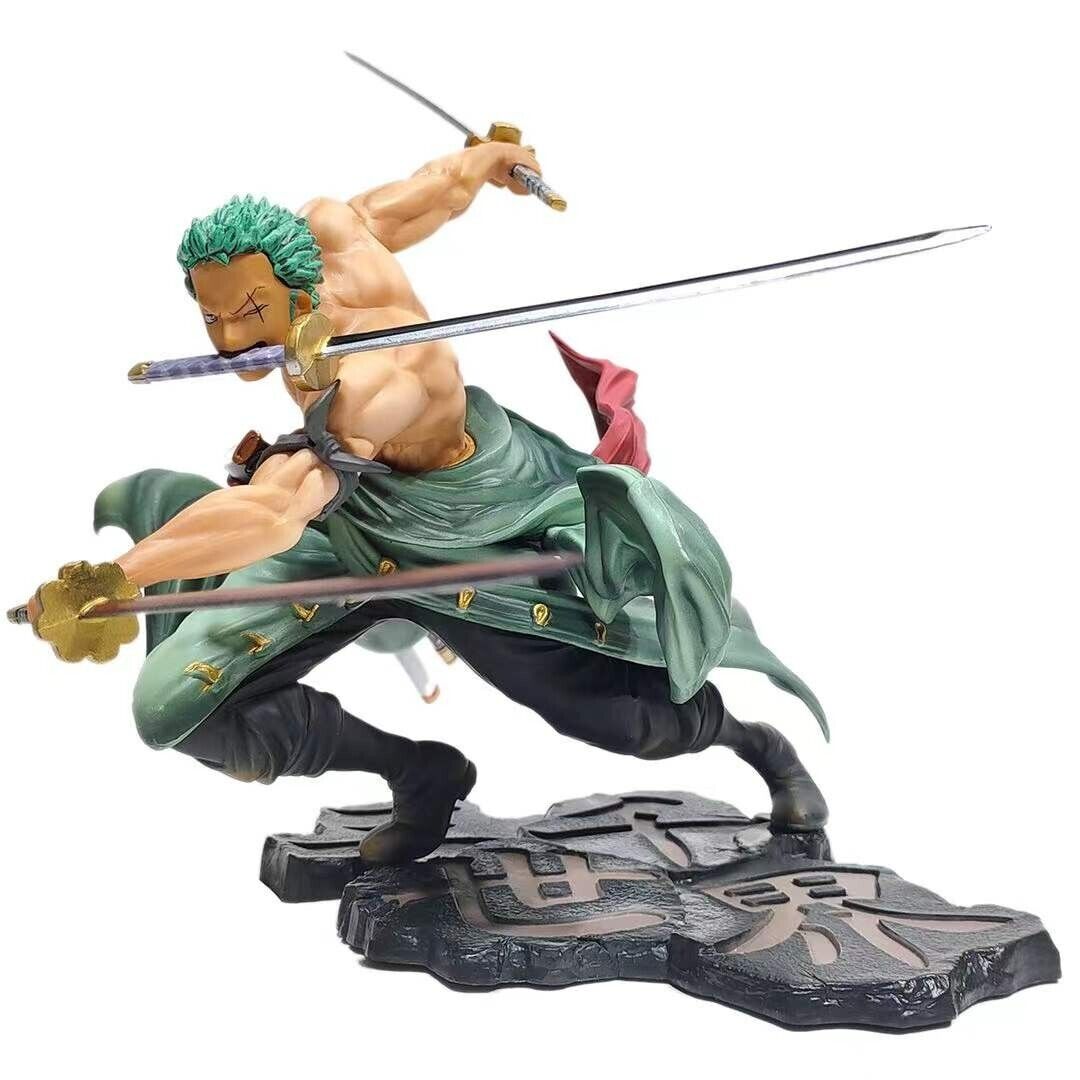Anime One Piece Roronoa Zoro Three-Knife Fighting PVC Action Figure Model Toy