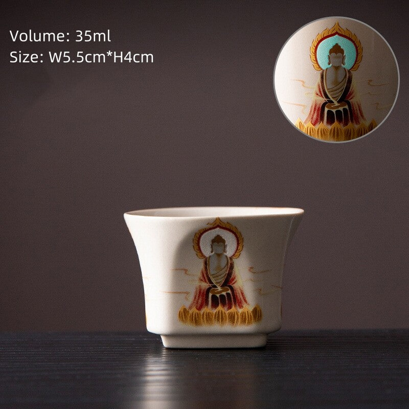 Noctilucent Design Chinese Porcelain Tea Cup Ceramic Buddha Style Master Cup New