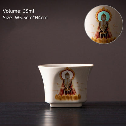 Noctilucent Design Chinese Porcelain Tea Cup Ceramic Buddha Style Master Cup New