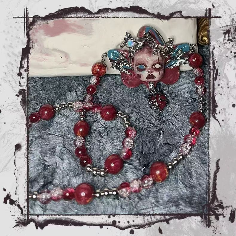 Original Heavy Craft Doll Fantasy Metal Beaded Necklace Unique Design