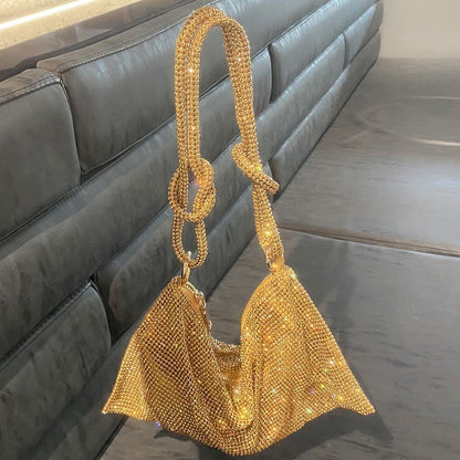 Hobo Shoulder Bag Handle Shining Rhinestone Evening Clutch Purse Crystal Handbag
