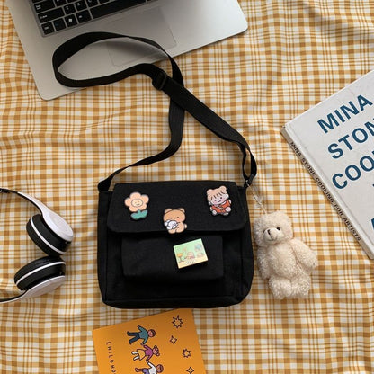 Cute Canvas Small Bag Female Diagonal Bag Wild Student Girl Shoulder Bag Women