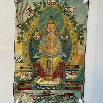 Ancient Tangka Embroidery Guanyin Bodhisattva in Tibet, China 60*90CM（观音菩萨6566）