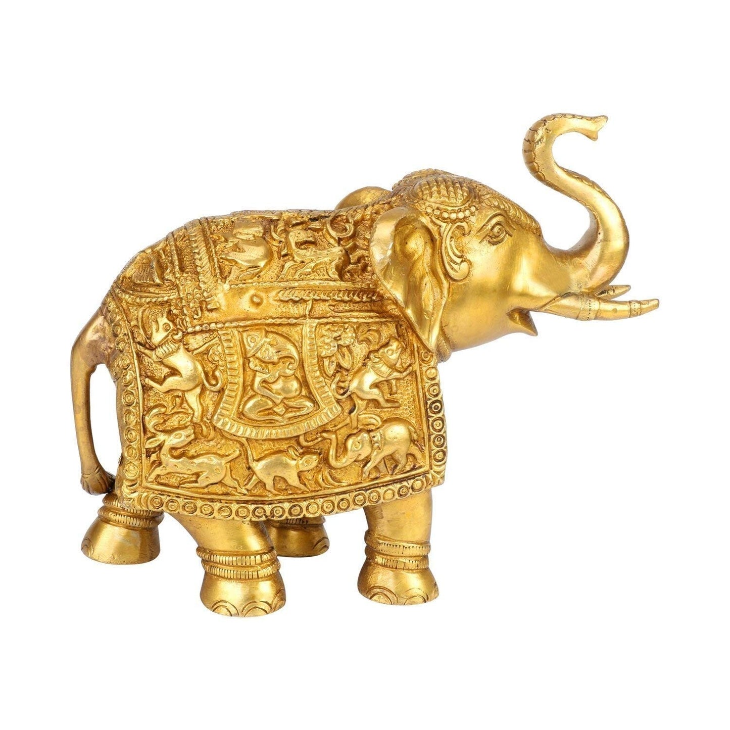 Brass Engraved Elephant Fengsui Vastu Idol Figurines Statue For Home Decor