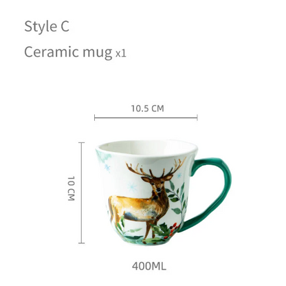Handpainted Ceramic Tea Mug, Deer Cup, Owl Mug, Fox Mug