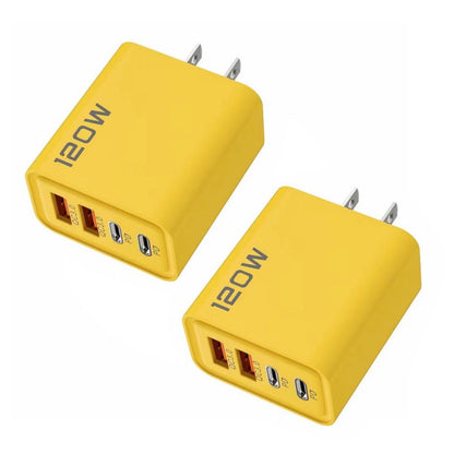 2Pcs Universal 4-Port USB C Quick Wall Charger Block For Cell Phone iPad US Plug