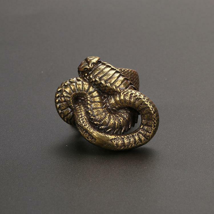 Antique Solid copper cobra figurine brass statue bronze snake sculpture tea pet