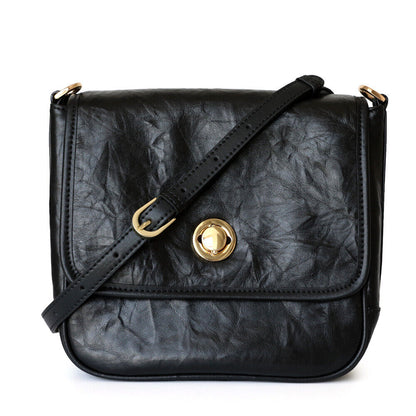 Wrinkled Real Leather Shoulder bag Flap Purse Tote Messenger Crossbody Handbag