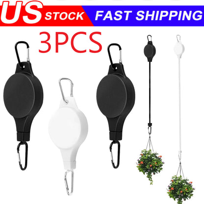 3PCS Gardening Plant Hooks Retractable Elevating Hanging Basket Bird Cage Bird