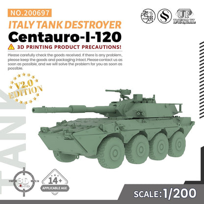 SSMODEL SS200697 1/200 Military Model Kit Italy Centauro-I-120 Tank Destroyer