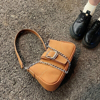 Women Shoulder Bags Matte Leather Solid Color Ladies Bag Chain Handbags