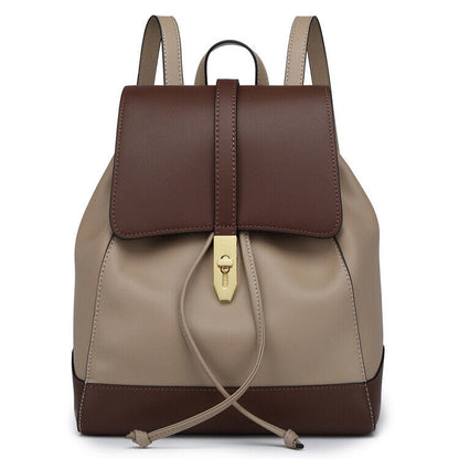 100% Genuine Leather Women's Drawstring Backpack Travel Bag Vintage Rucksack Bag