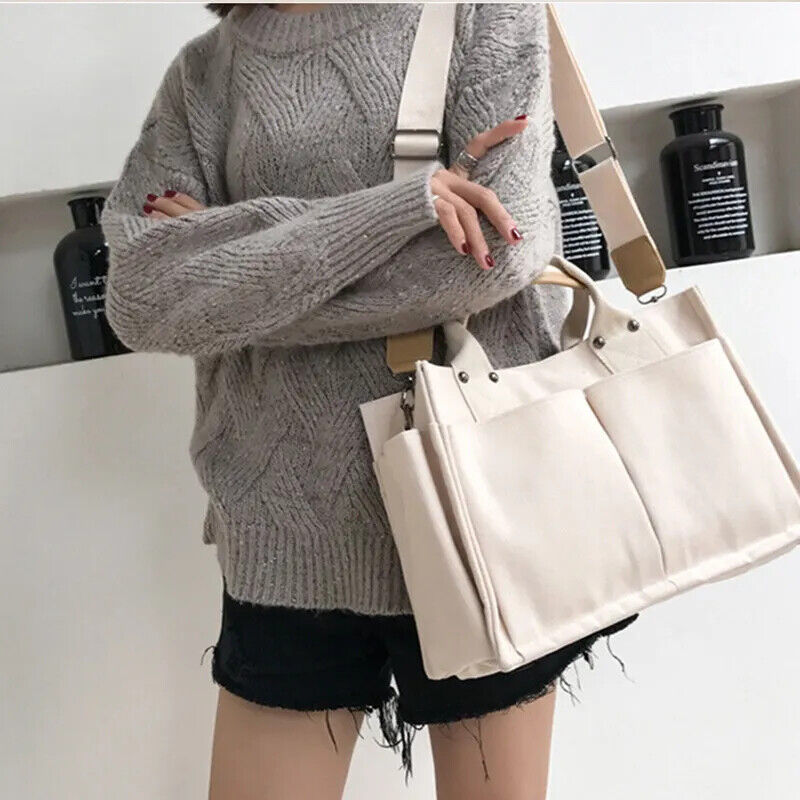 White Canvas Tote Bags Women Handbag Bag Women's Crossbody Bag Shoulder Bag