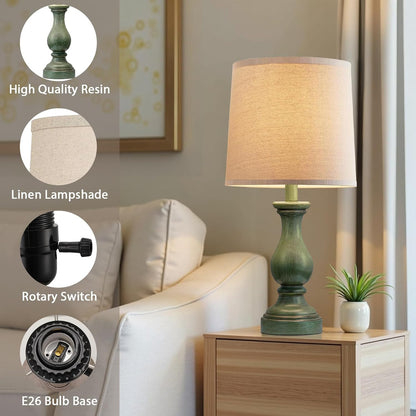 Farmhouse Table Lamps Set of 2 - Rustic Lamp for Bedroom Living Room, 22" Boho B