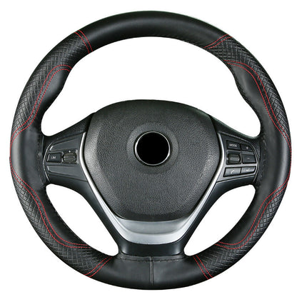 1PC Braid Car Steering Wheel Cover Case Cowhide Genuine Leather Vehicle DIY
