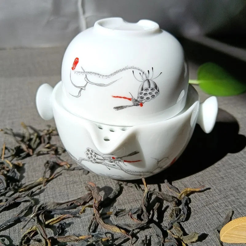 Chinese Tea Set Ceramic Travel Tea Set Kung Fu Gaiwan Teapot Kettle