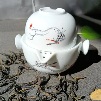 Chinese Tea Set Ceramic Travel Tea Set Kung Fu Gaiwan Teapot Kettle