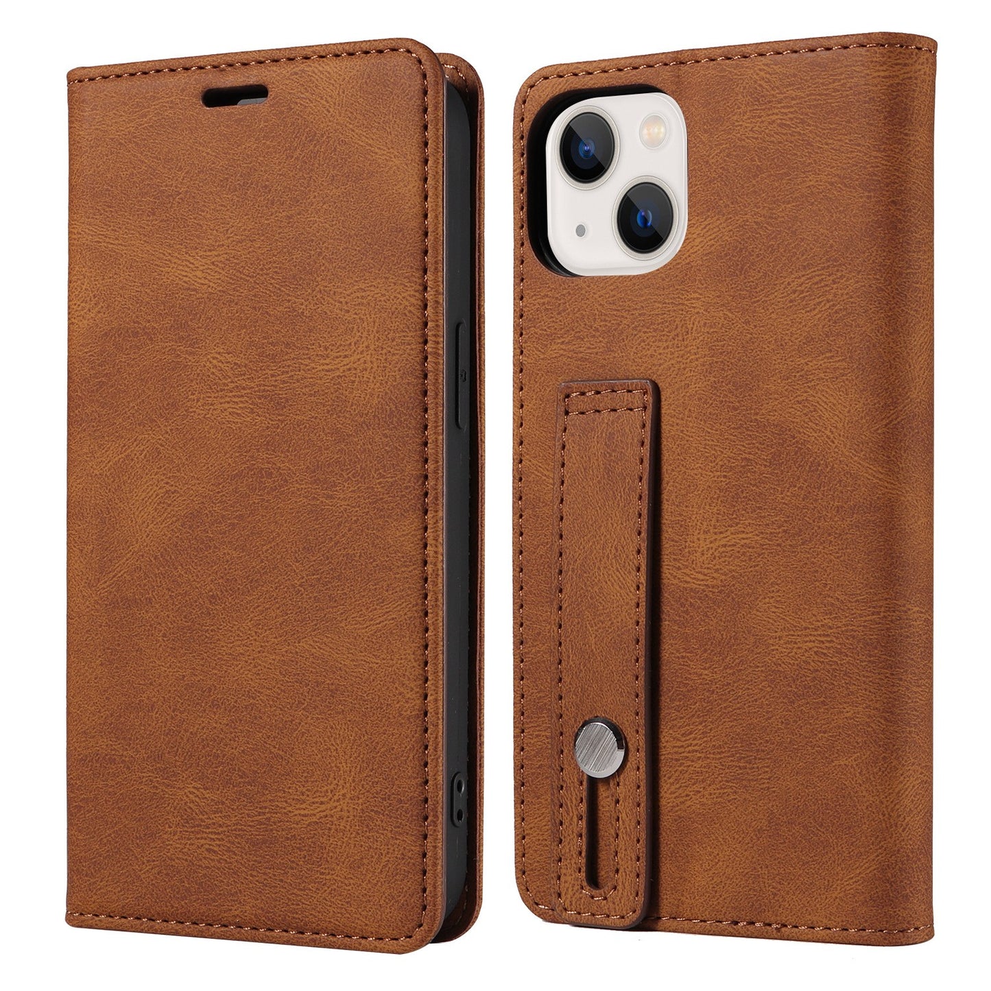 iPhone17/16/SE Wrist Strap Leather Cover Samsung S25 Flip Cover