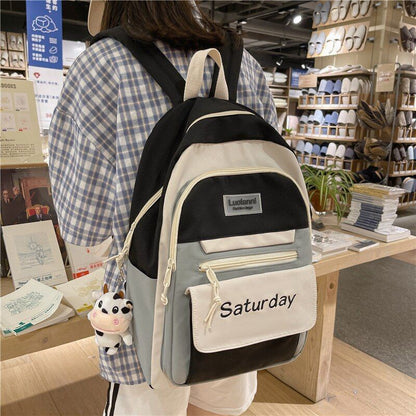 Backpack Multicolor Cute Schoolbag Travel Rucksack Canvas Bags 30*13*42 CM Purse