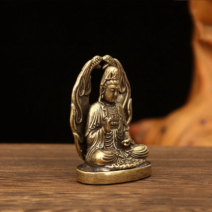 Antique Brass Small Portable Safety Buddha Pocket Buddha Bronze Pendant