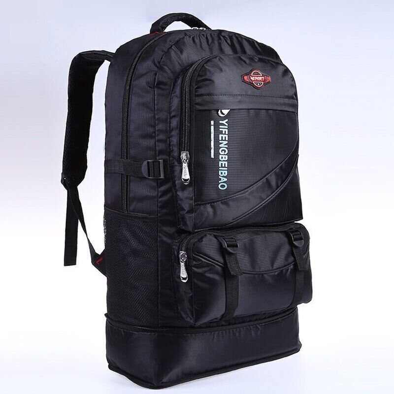 60L Men Nylon Backpack Travel Pack Sports Bag Outdoor Hiking Camping Backpack