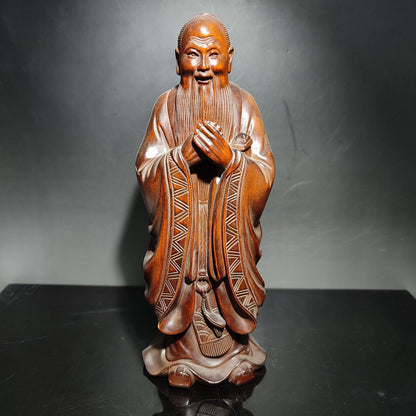 Boxwood Wooden Ornament Confucius statue carving home decor figurines desk art