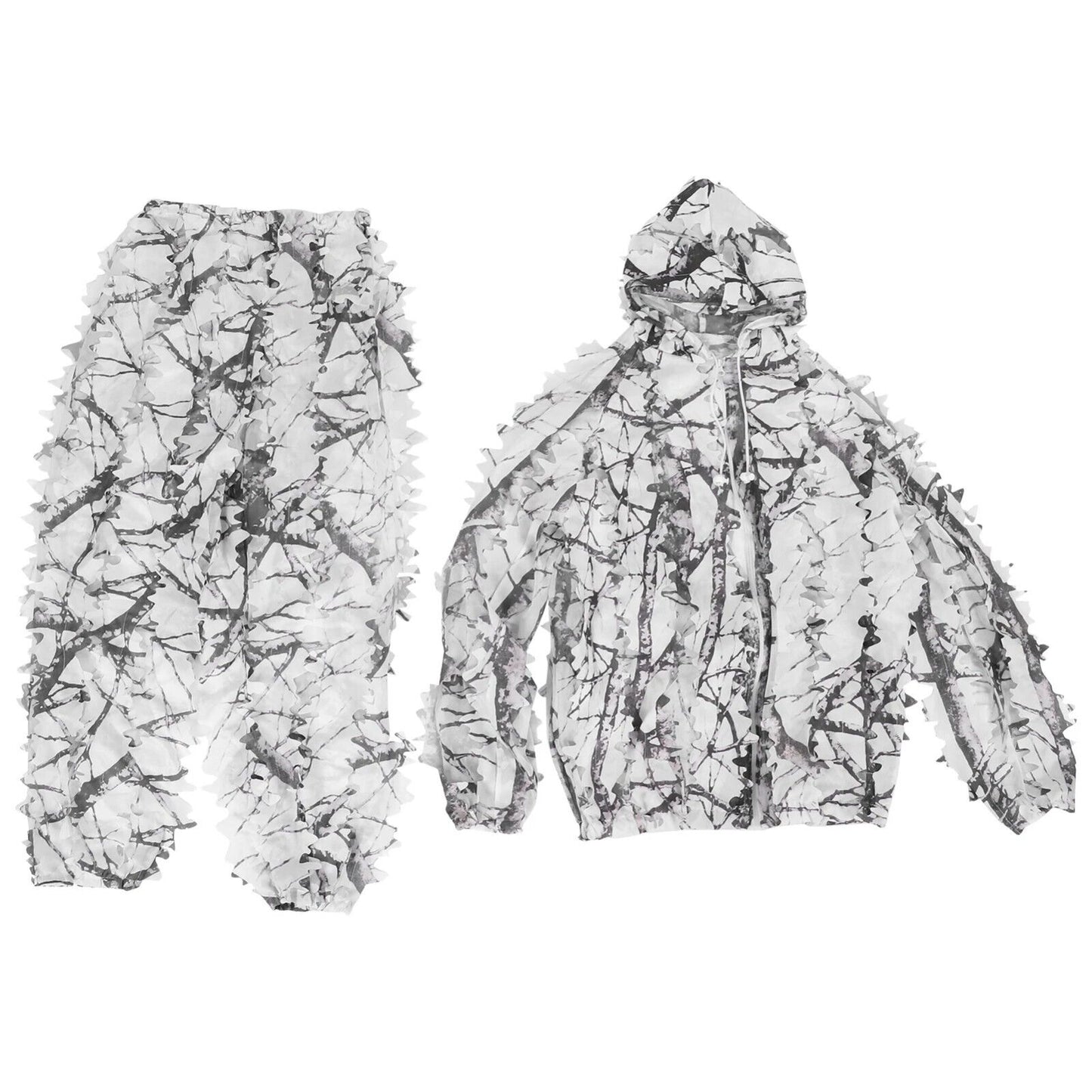 Ghillie Suit Pongee Snow Wild Camouflage 3D Leaf Jacket Pant Set Hunting Clothes