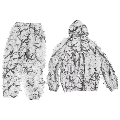 Ghillie Suit Pongee Snow Wild Camouflage 3D Leaf Jacket Pant Set Hunting Clothes