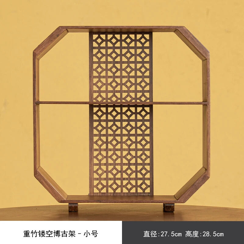 Bamboo Hollow Rack Storage Rack Tea Pot Storage Cabinet Lattice Storage Rack
