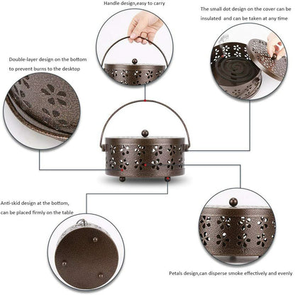 Mosquito Coil Holder, Retro Portable Mosquito Incense Burner for Home & Camping