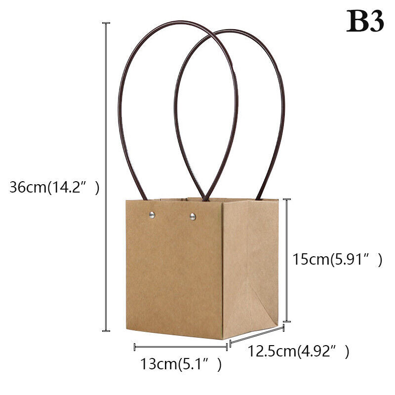 Portable Flower Box Waterproof Paper Handy Bag Kraft Handbag Party Gift Box