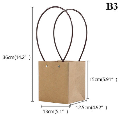 Portable Flower Box Waterproof Paper Handy Bag Kraft Handbag Party Gift Box