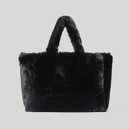 Faux Fur Tote Bag Women Handbags Fluffy Plush Lady Hand bags Winter Big Shopper