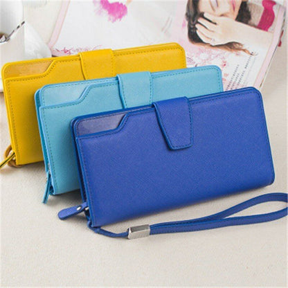 Women's Wallet Female Clutch Purse Cash Clip Handbag Leather Long Zipper Clamps