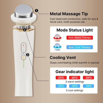 Hot/Cold Facial Roller Eye Massager Light Therapy&Ice Compress Light Beauty