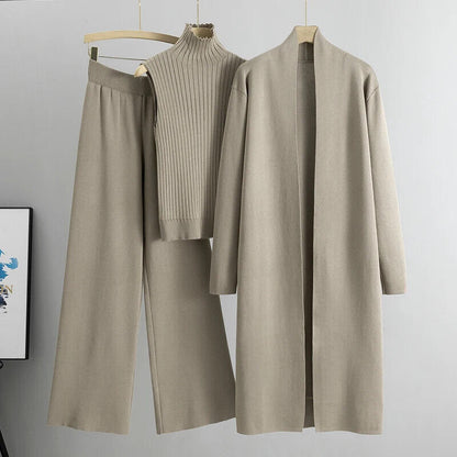 Women Cardigan Tracksuits Pant Set Ladies Sweater Suit Ladies 3 Piece Set