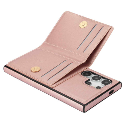 Wallet Case for Samsung Galaxy S25 + Plus Ultra with Card Holder Rotation Ring