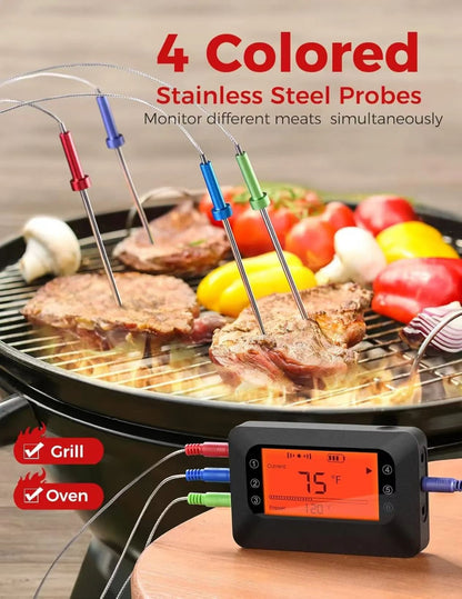 Remote Wireless BBQ Meat Thermometer with Max 4 Channel for Smoker Grilling