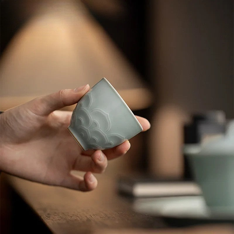 Lotus Petals Teacup Tea Bowl Cup Tea-tasting Meditation Cup Master Cups