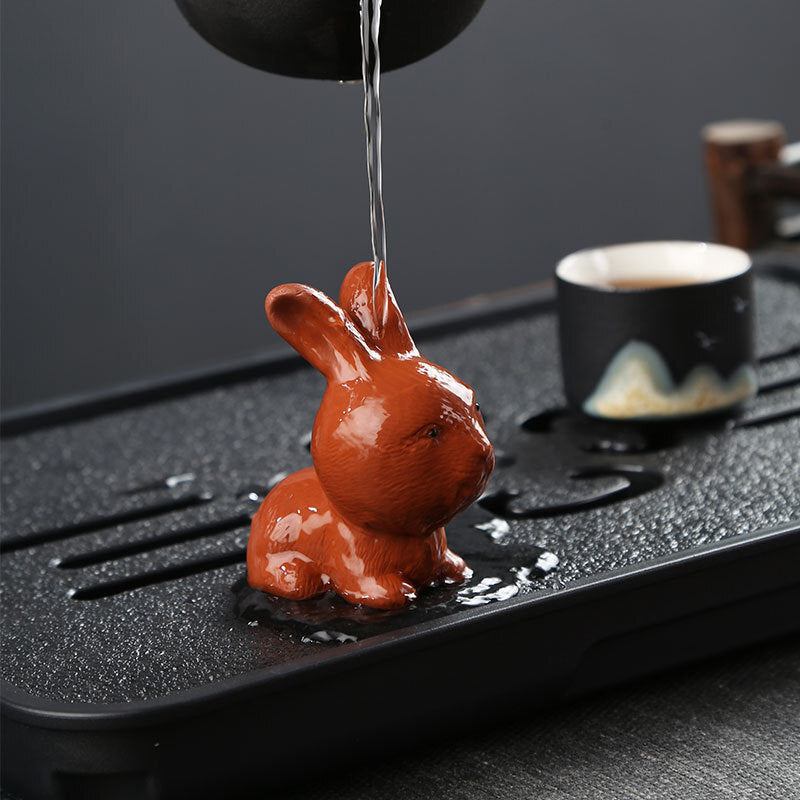 tea pet yixing zisha purple clay rabbit statue small size creative tea play new